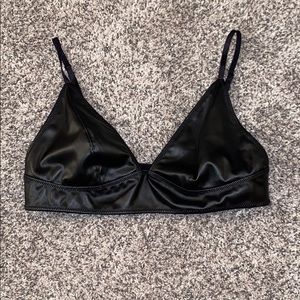 Faux Leather Black Bralette